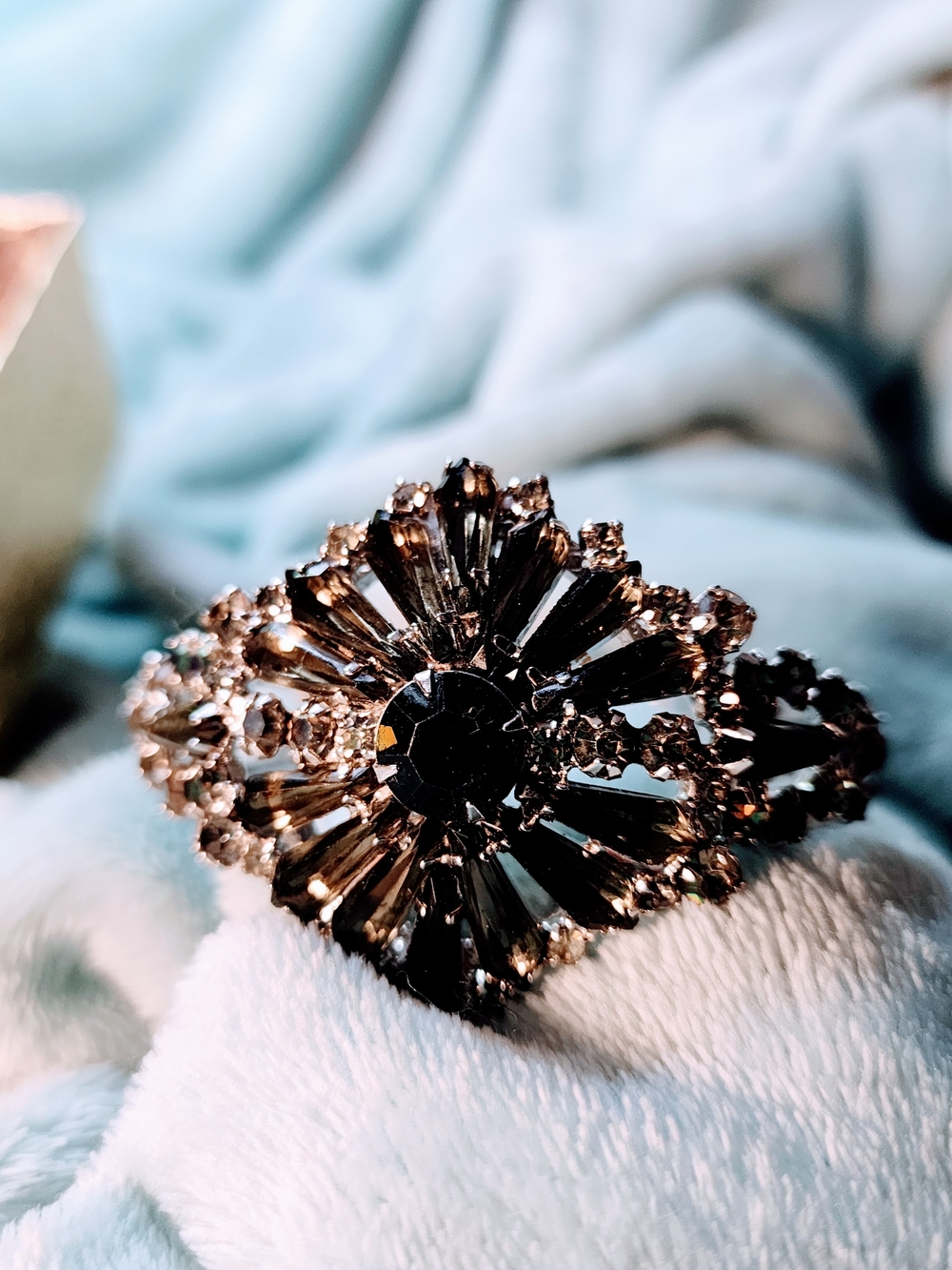 Vintage Grey Wide Crystal Bracelet